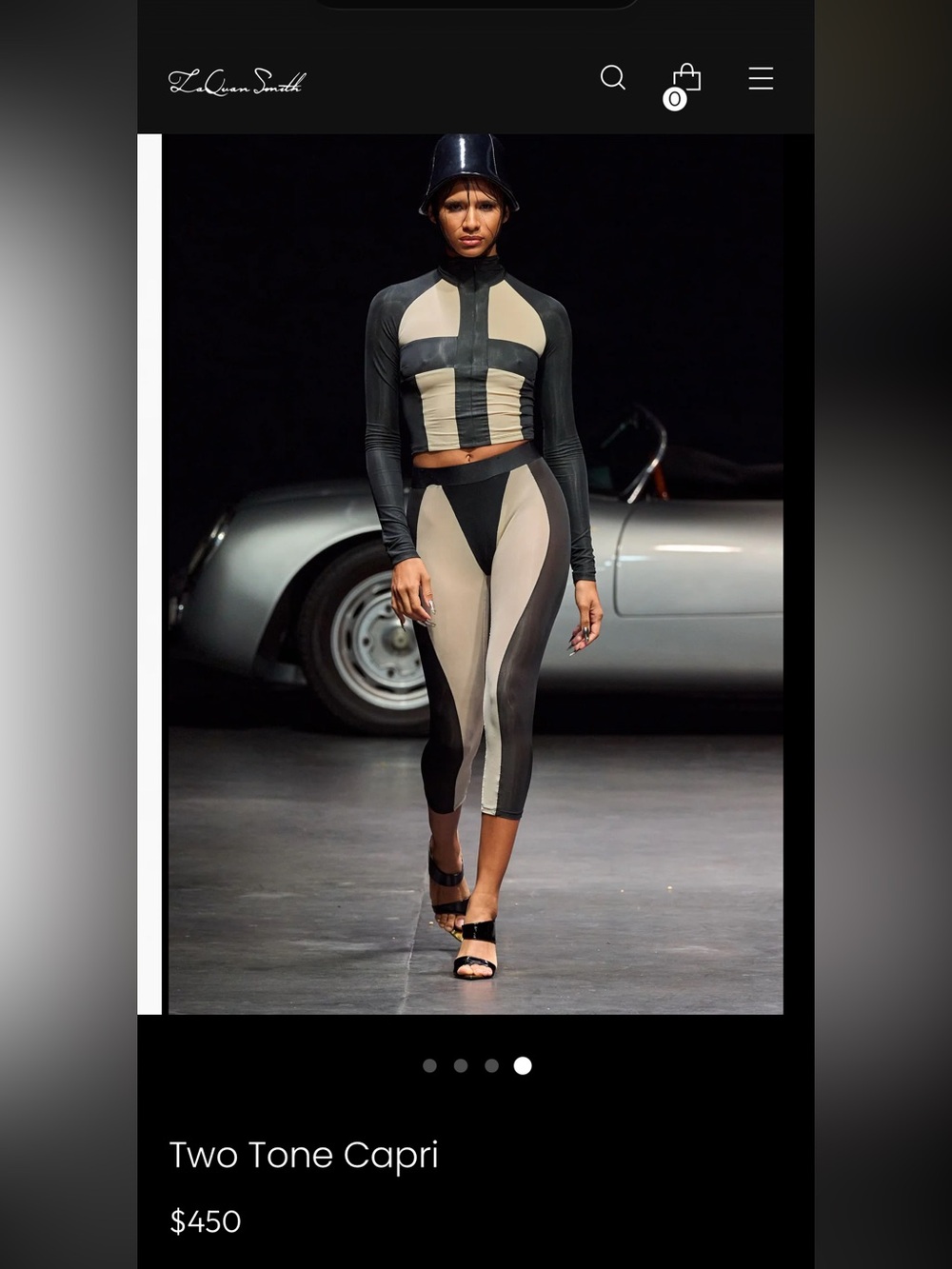 LaQuan Smith Black & Cream Two-Tone Capri Leggings & Jacket